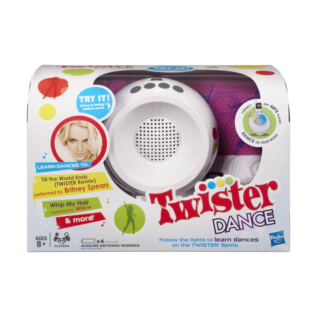 Twister Dance Review image of Hasbro’s 2012 electronic party game console with dance spots.