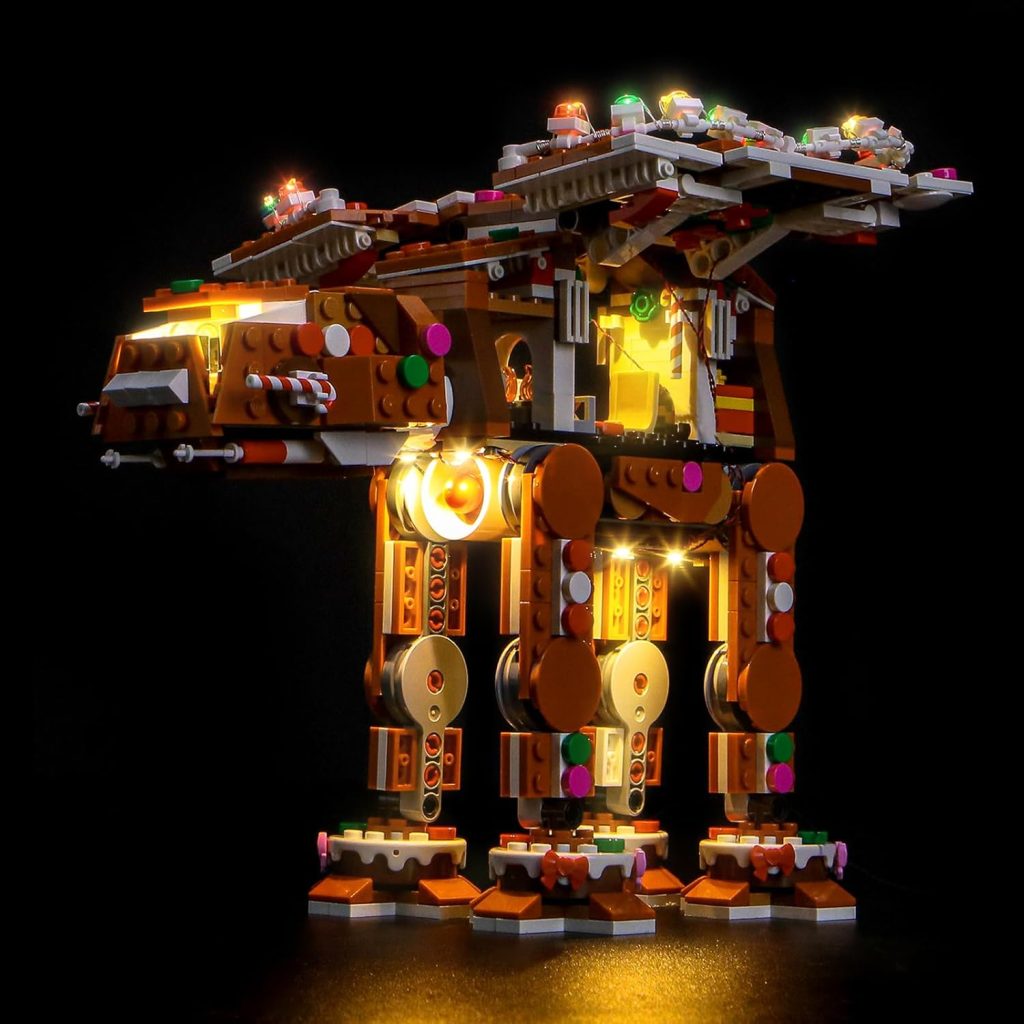 LEGO 40806 Gingerbread AT-AT Walker review showing festive Star Wars LEGO AT-AT build.