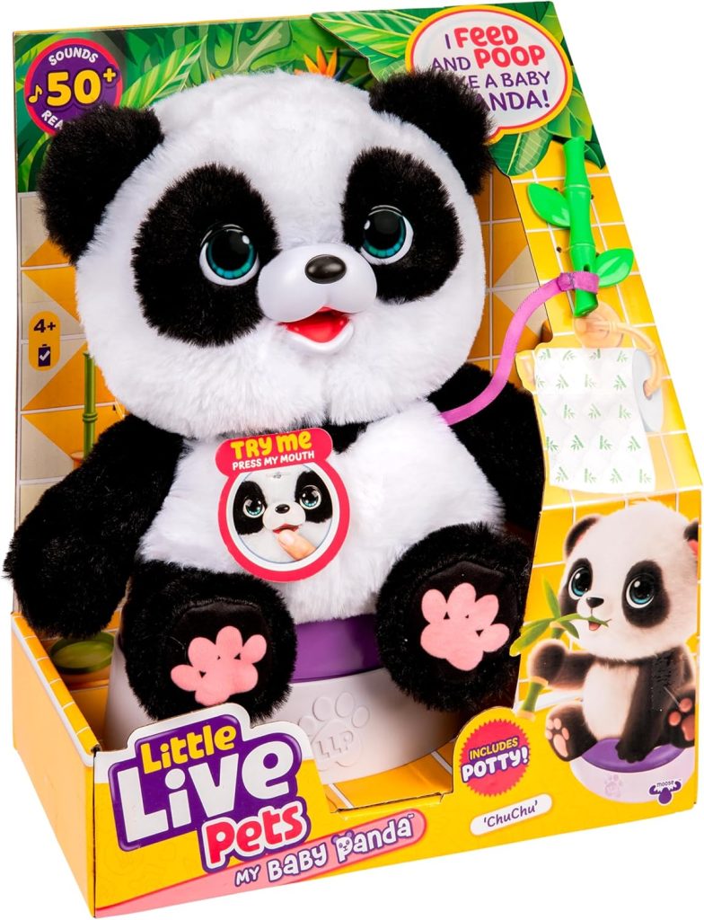 My Baby Panda review showing interactive Little Live Pets panda being cuddled by child.
