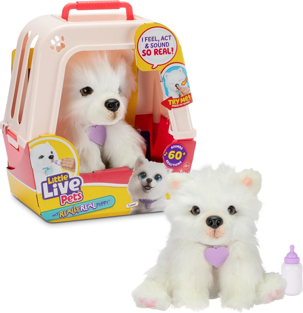 My Really Real Puppy Patches review showing lifelike plush puppy toy wagging its tail.